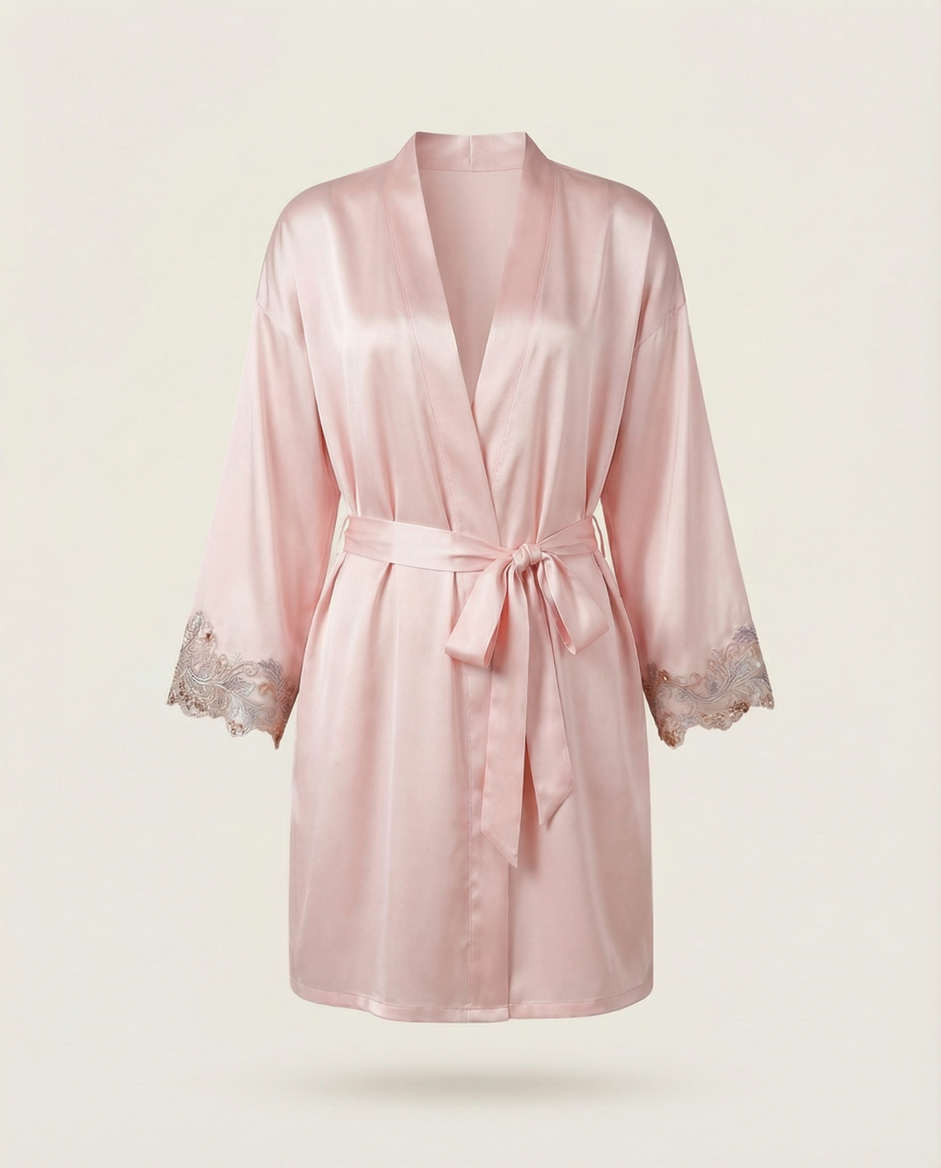 Maya Silk Short Robe in Rose