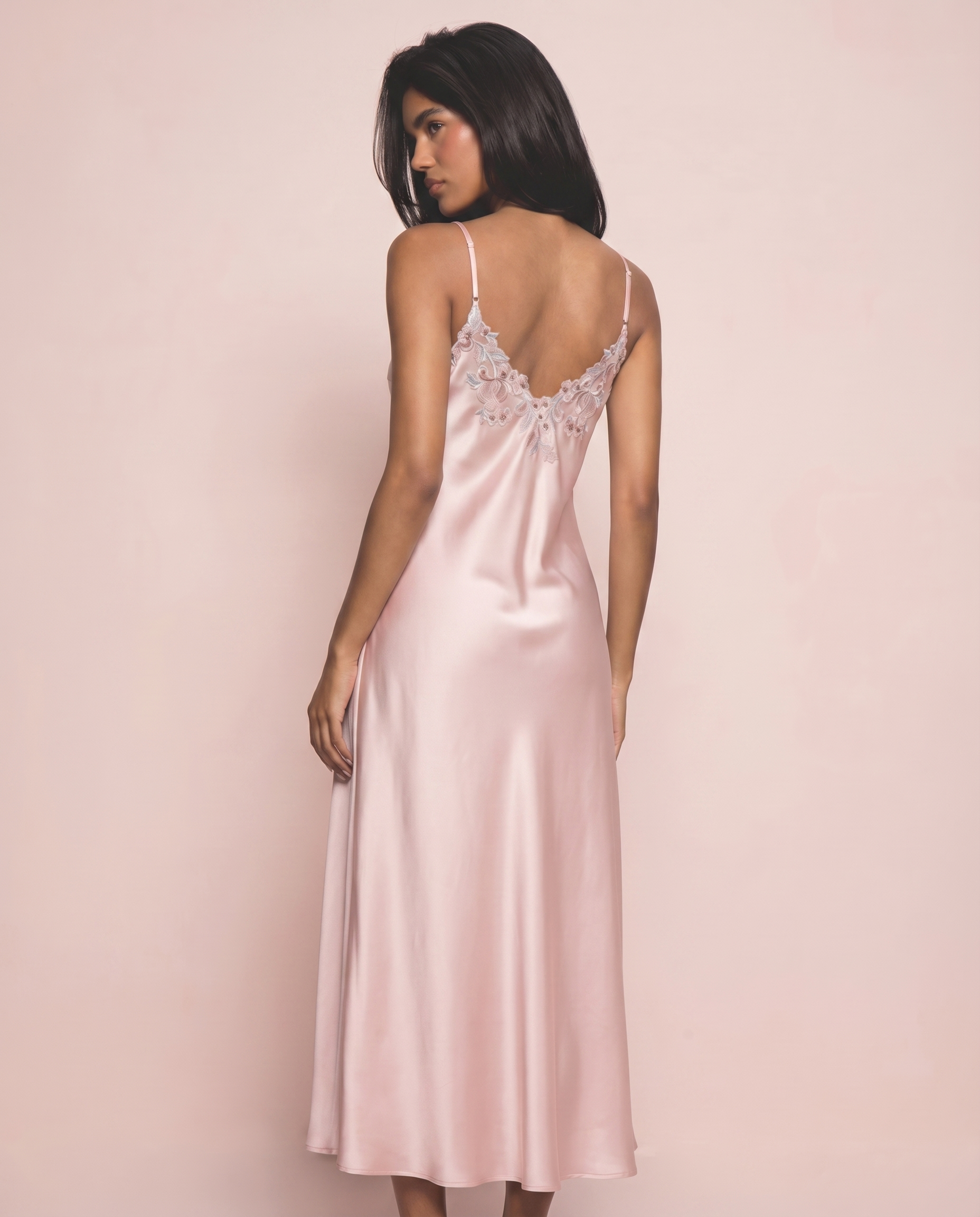 Marielle Silk Long Dress in Rose