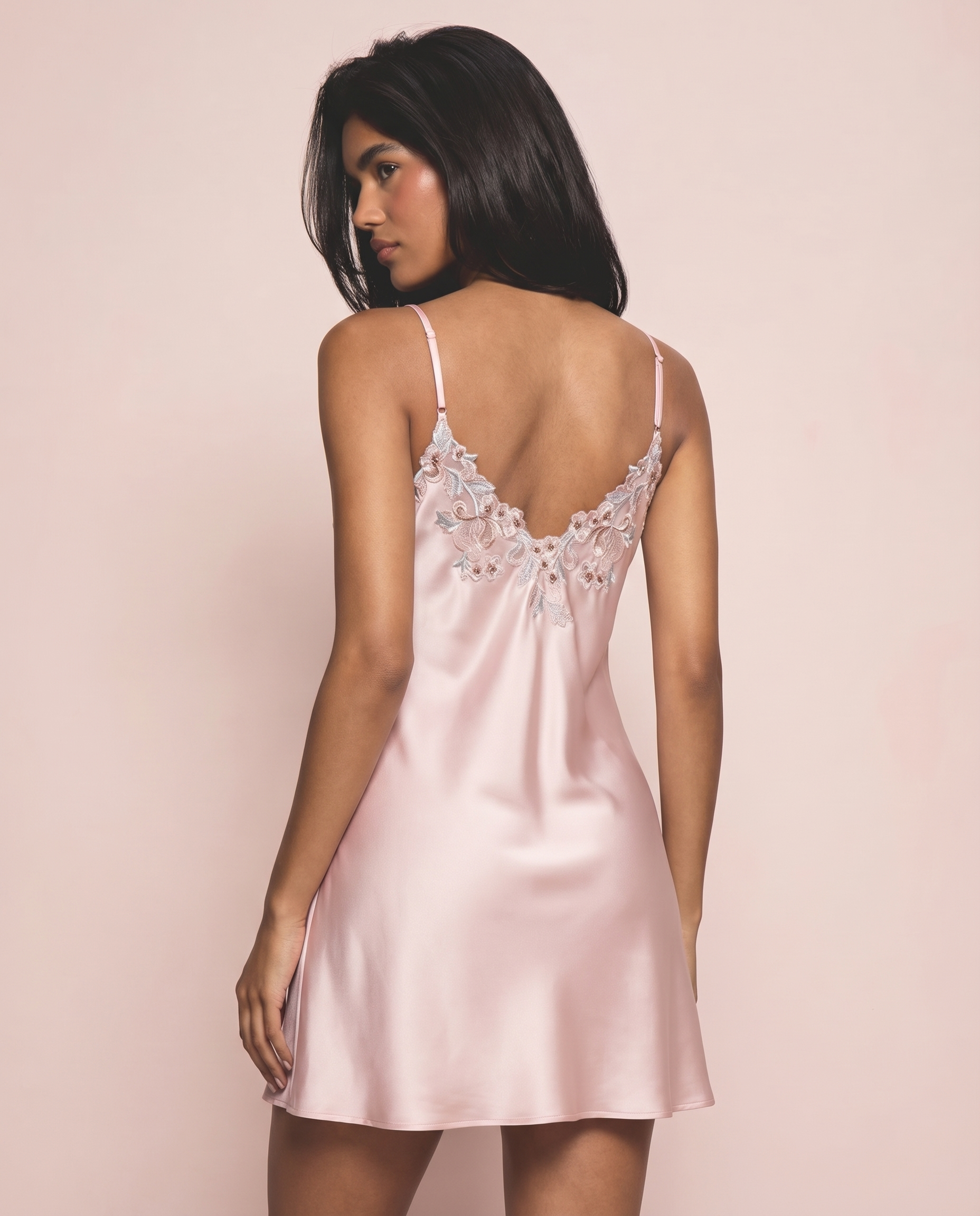 Melinda Silk Short Dress in Rose